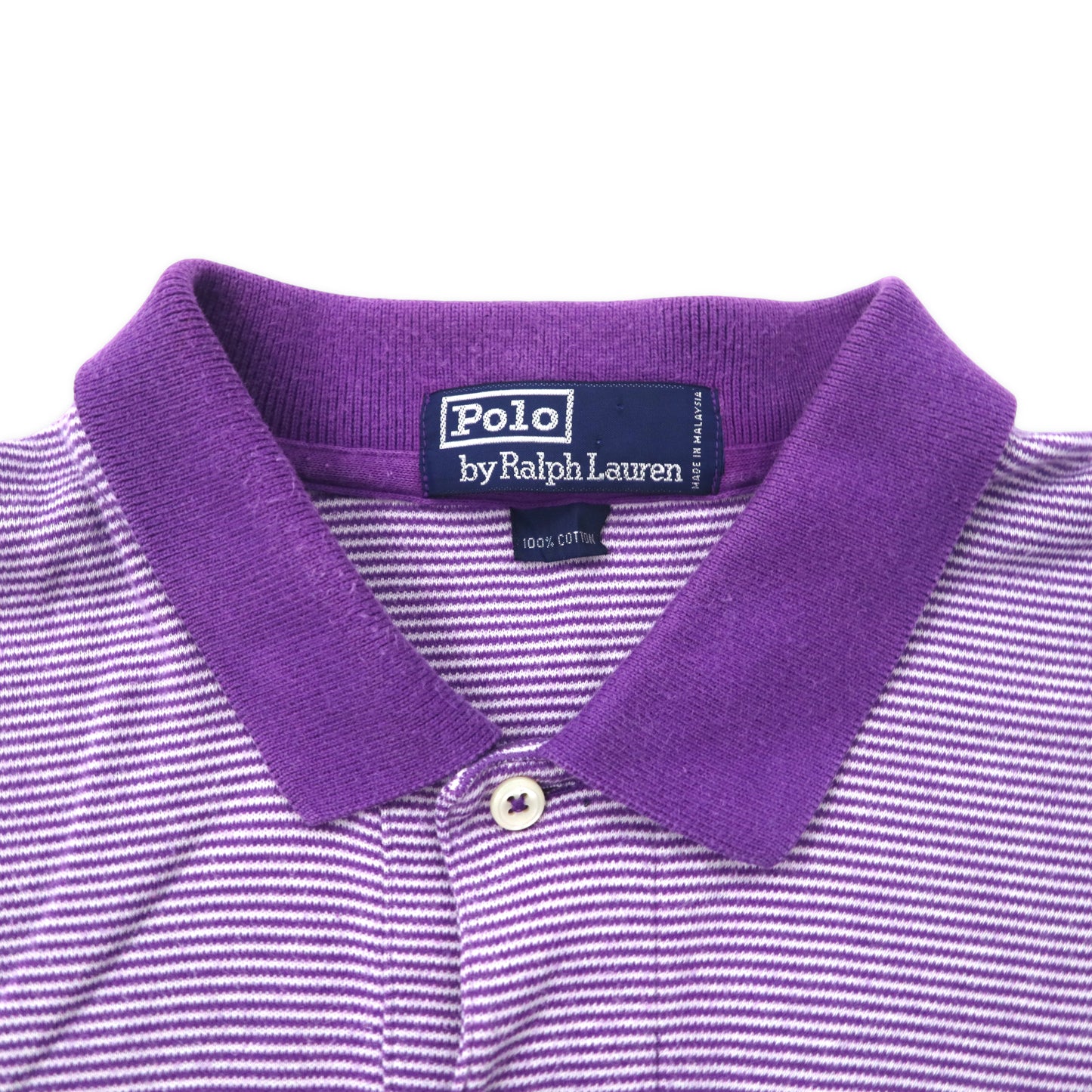 Polo by Ralph Lauren ボーダー ポロシャツ XL パープル コットン スモールポニー刺繍