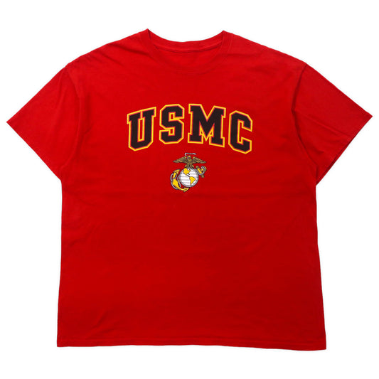 USMC プリントTシャツ XL レッド コットン ミリタリー アメリカ海兵隊 ビッグサイズ