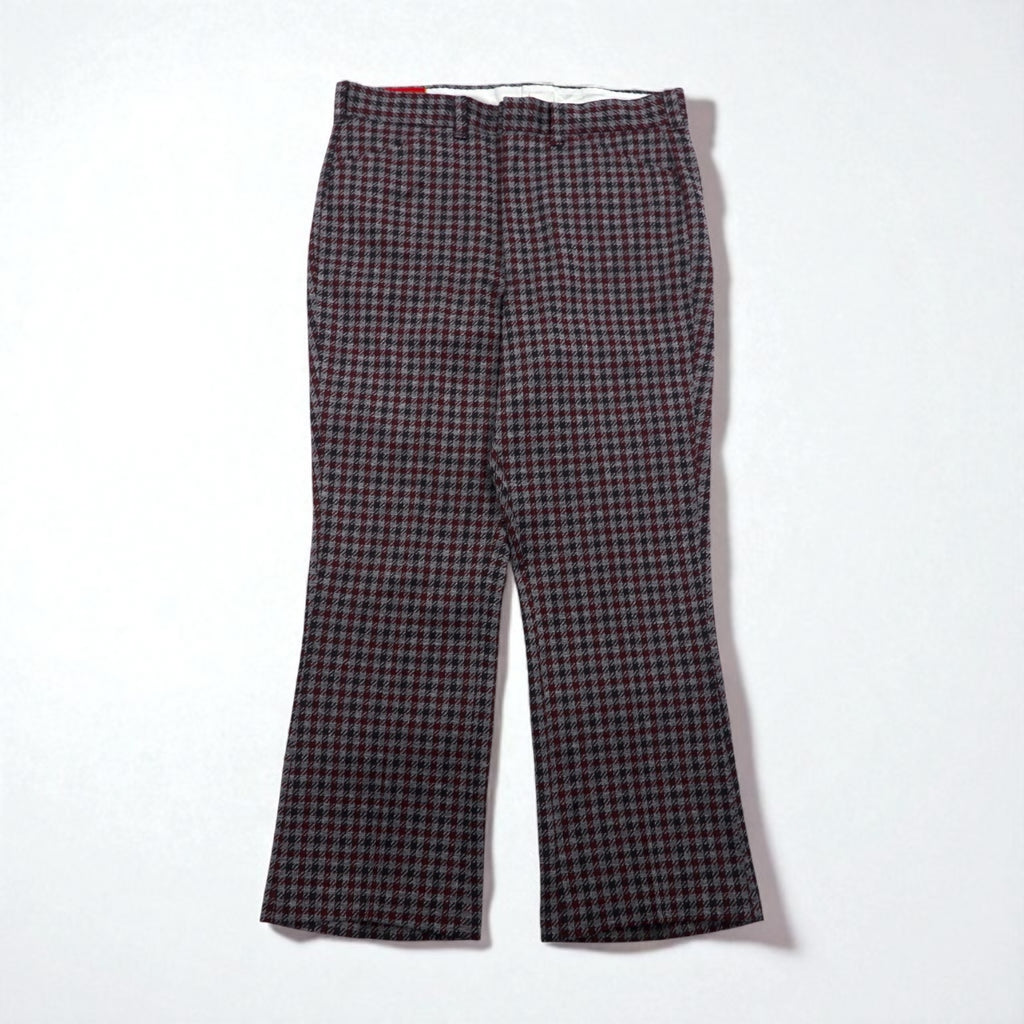 Sears 70年代 KINGS ROAD ブーツカット スラックスパンツ L グレー グレンチェック 千鳥格子 PERMA-PREST SCOVILLジップ