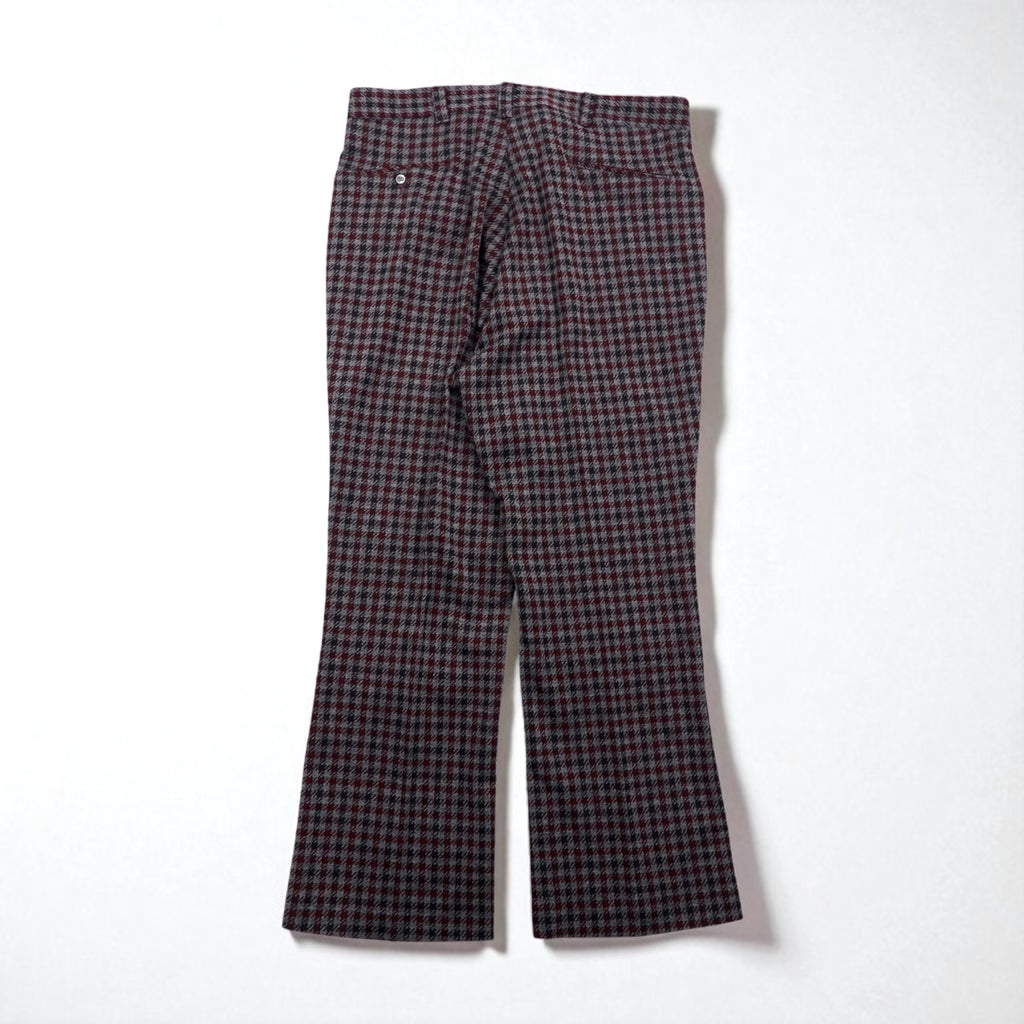 Sears 70年代 KINGS ROAD ブーツカット スラックスパンツ L グレー グレンチェック 千鳥格子 PERMA-PREST SCOVILLジップ