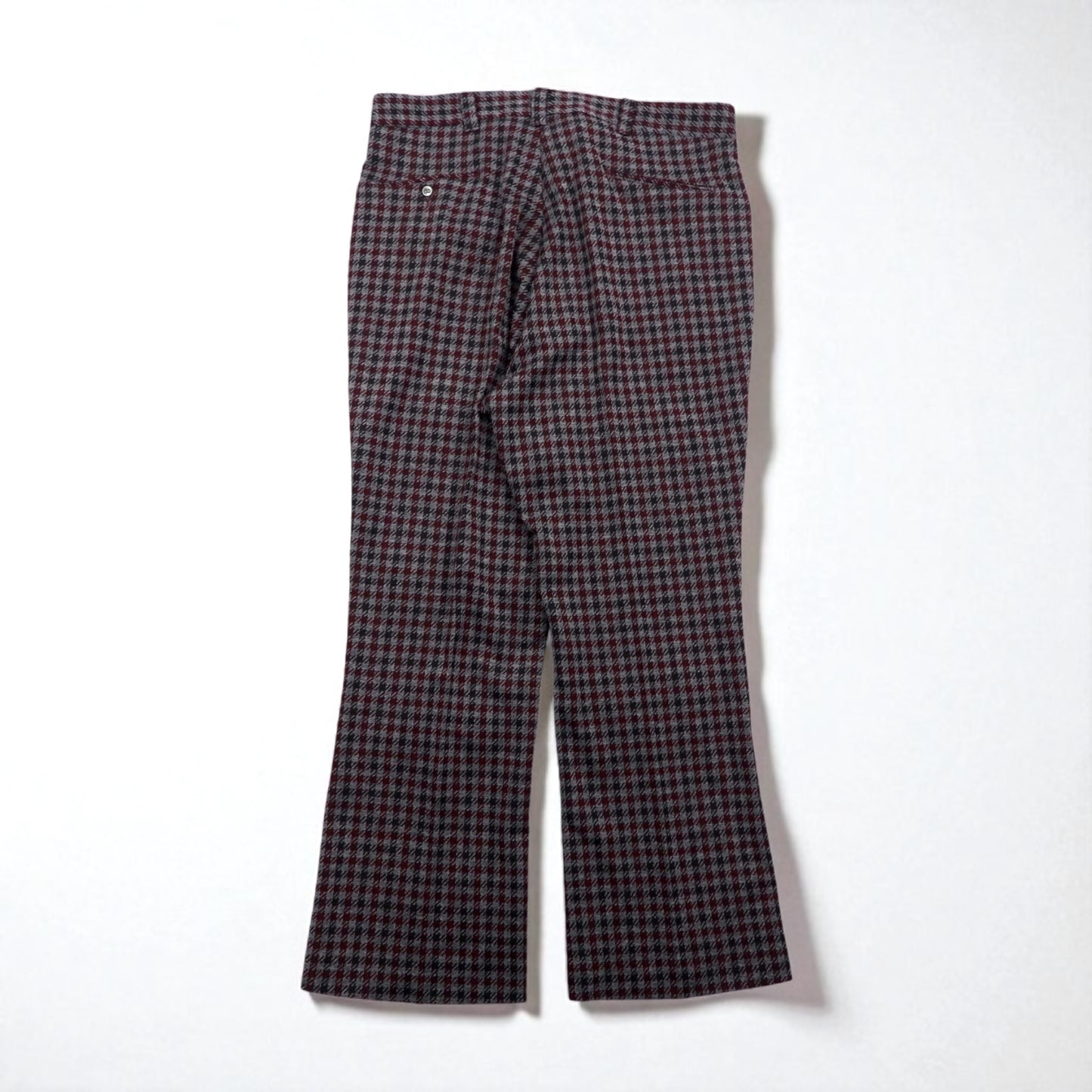 Sears 70年代 KINGS ROAD ブーツカット スラックスパンツ L グレー グレンチェック 千鳥格子 PERMA-PREST SCOVILLジップ