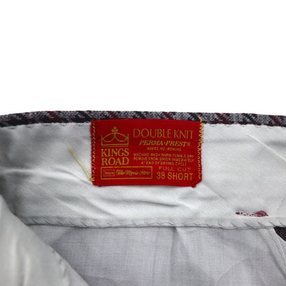 Sears 70年代 KINGS ROAD ブーツカット スラックスパンツ L グレー グレンチェック 千鳥格子 PERMA-PREST SCOVILLジップ