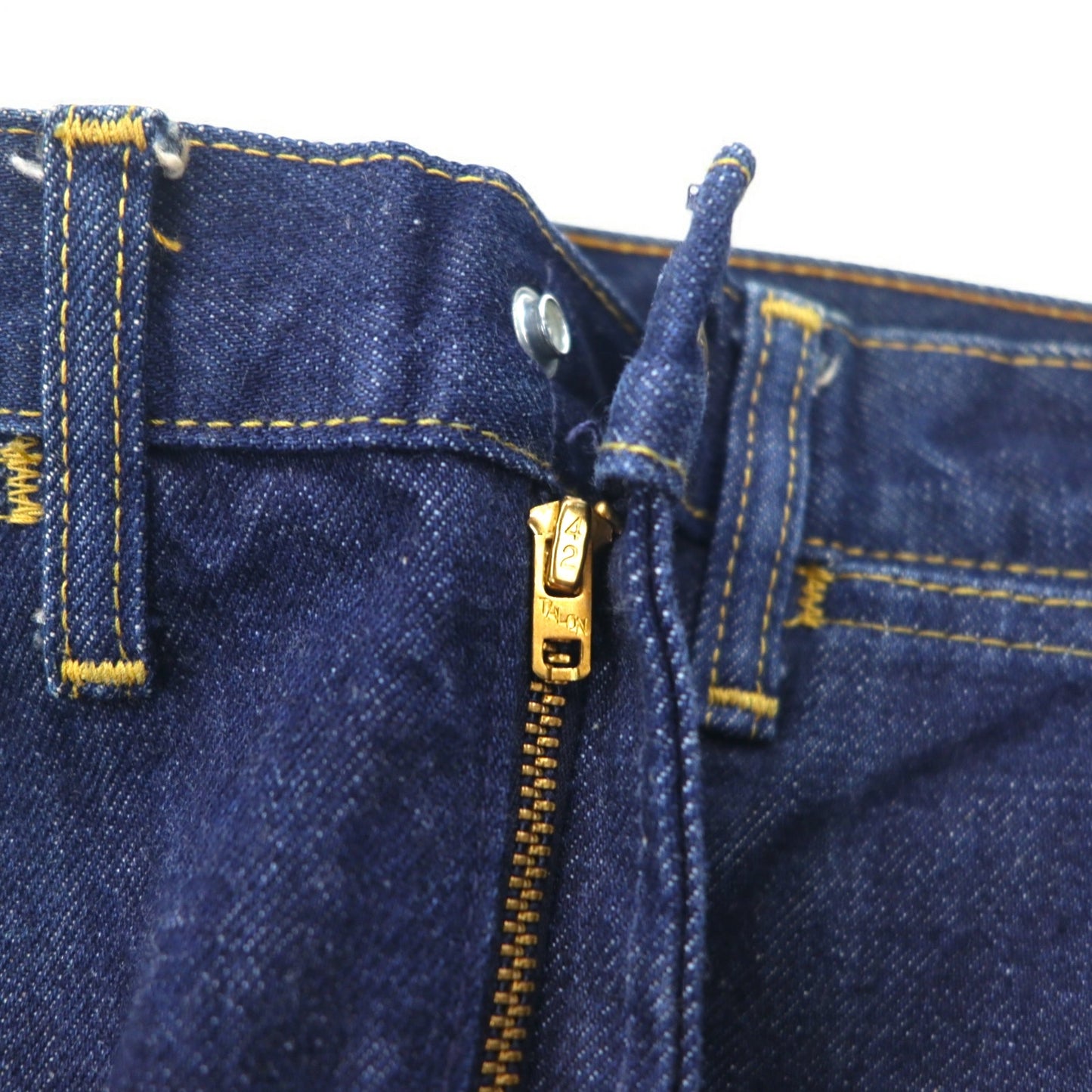 Lee 70年代 USA製 ハイウエスト センタープレス デニムパンツ S インディゴ ブルー 42TALON ユニオンチケット 303-1949