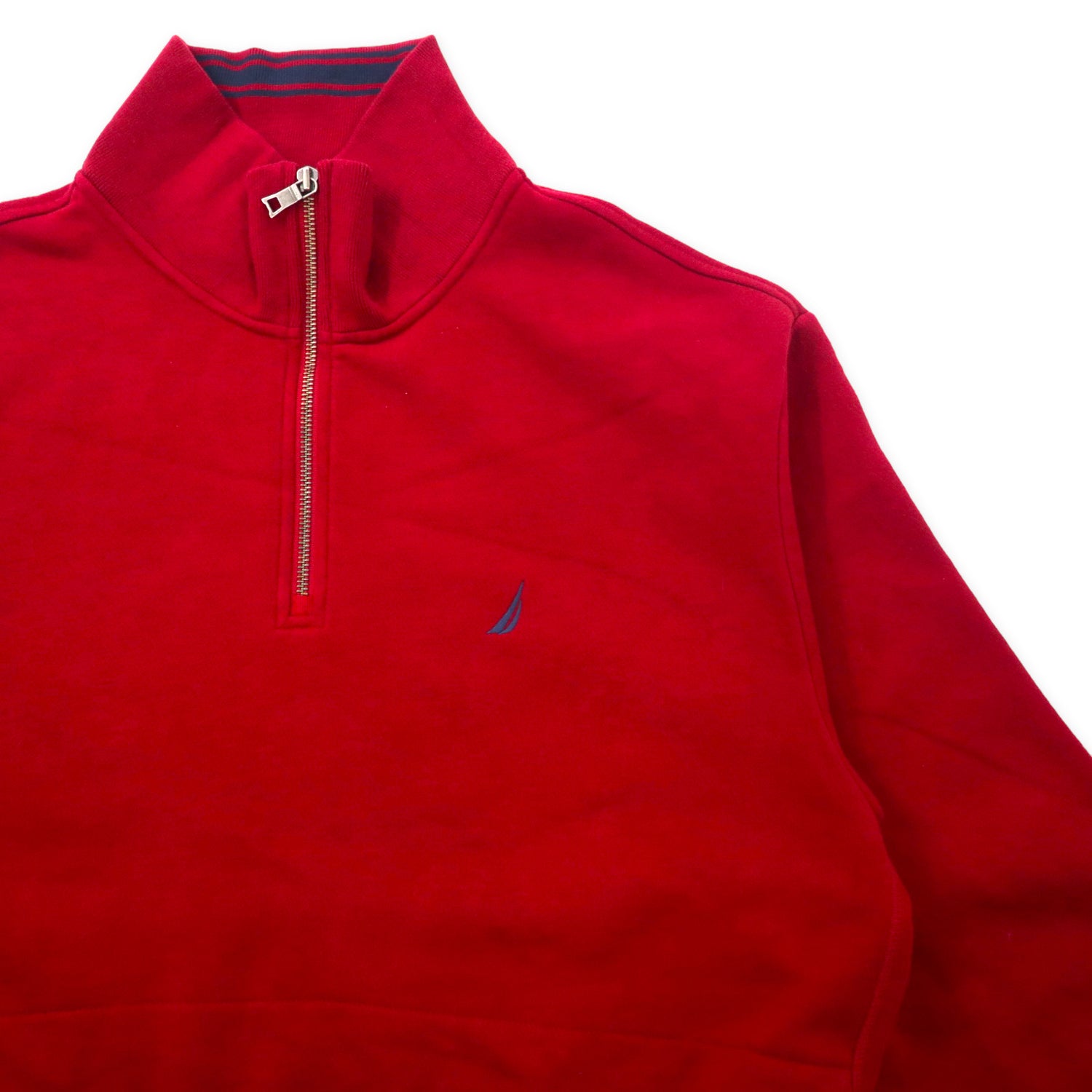 NAUTICA Half Zip Sweatshirt L Red Cotton BRUSHED LINING One Point