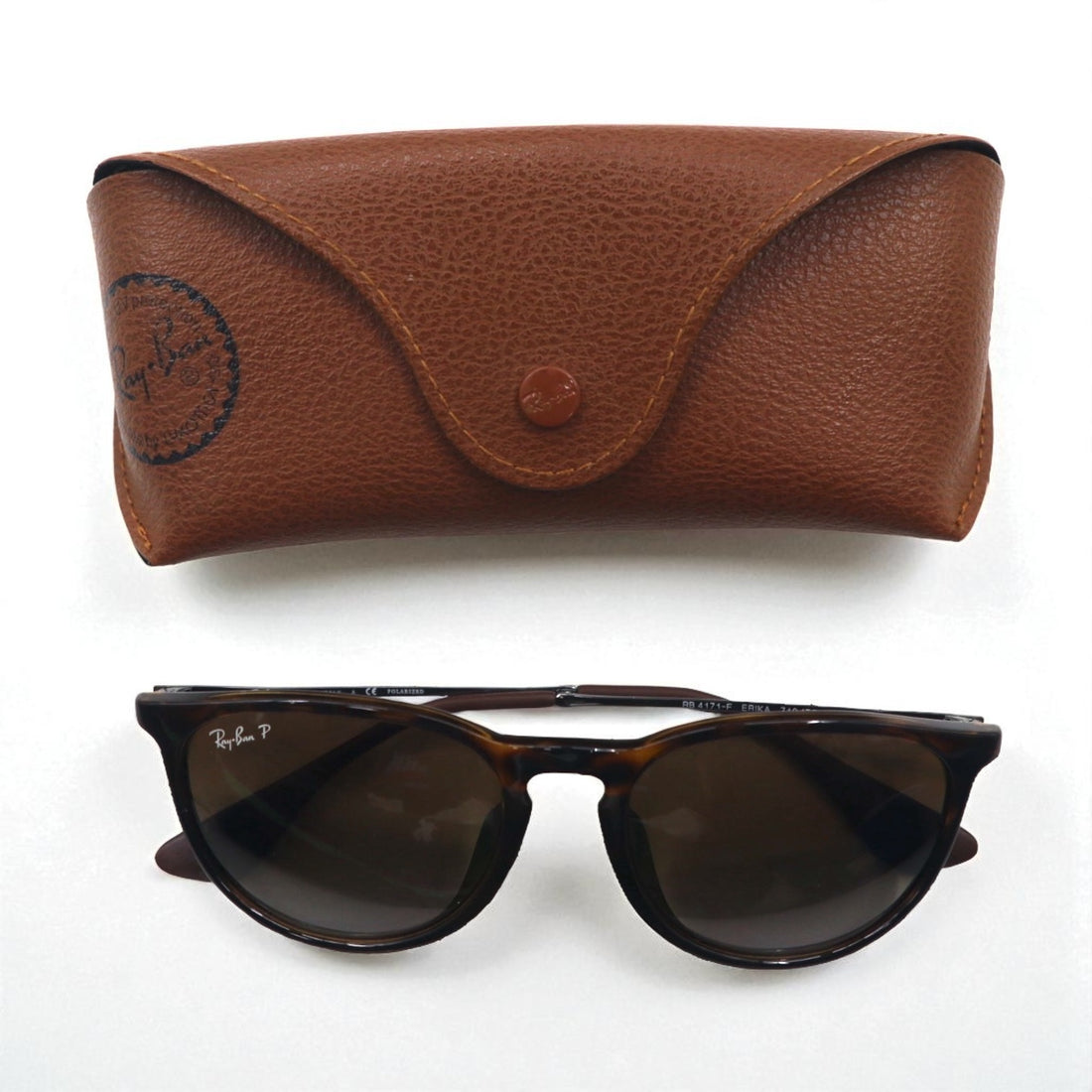 Ray-Ban ERIKA CLASSIC Polarized Wellington Sunglasses, Brown, RB4171-F, 710/TS, 54-18, 3-Piece Set, Made in Italy
