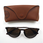 Ray-Ban ERIKA CLASSIC Polarized Wellington Sunglasses, Brown, RB4171-F, 710/TS, 54-18, 3-Piece Set, Made in Italy