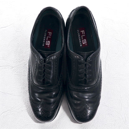 FLS FLORSHEIM ウイングチップ フルブローグ ドレスシューズ 28.5cm ブラック レザー メダリオン 70018