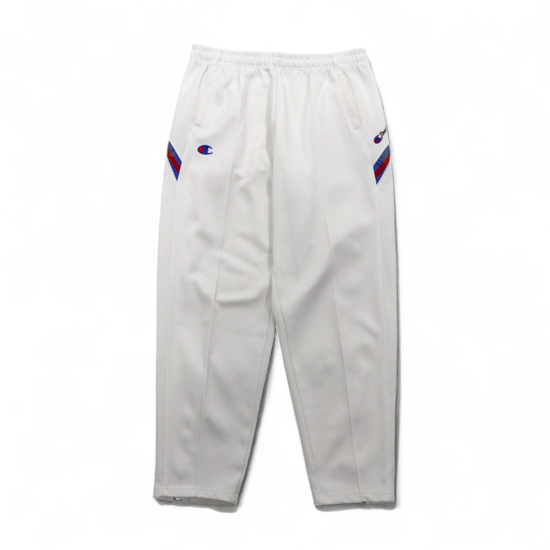 Champion 90s Jersey Track Pants, Size XL, White, Polyester, Zippered Hem, Slit, Made in Japan