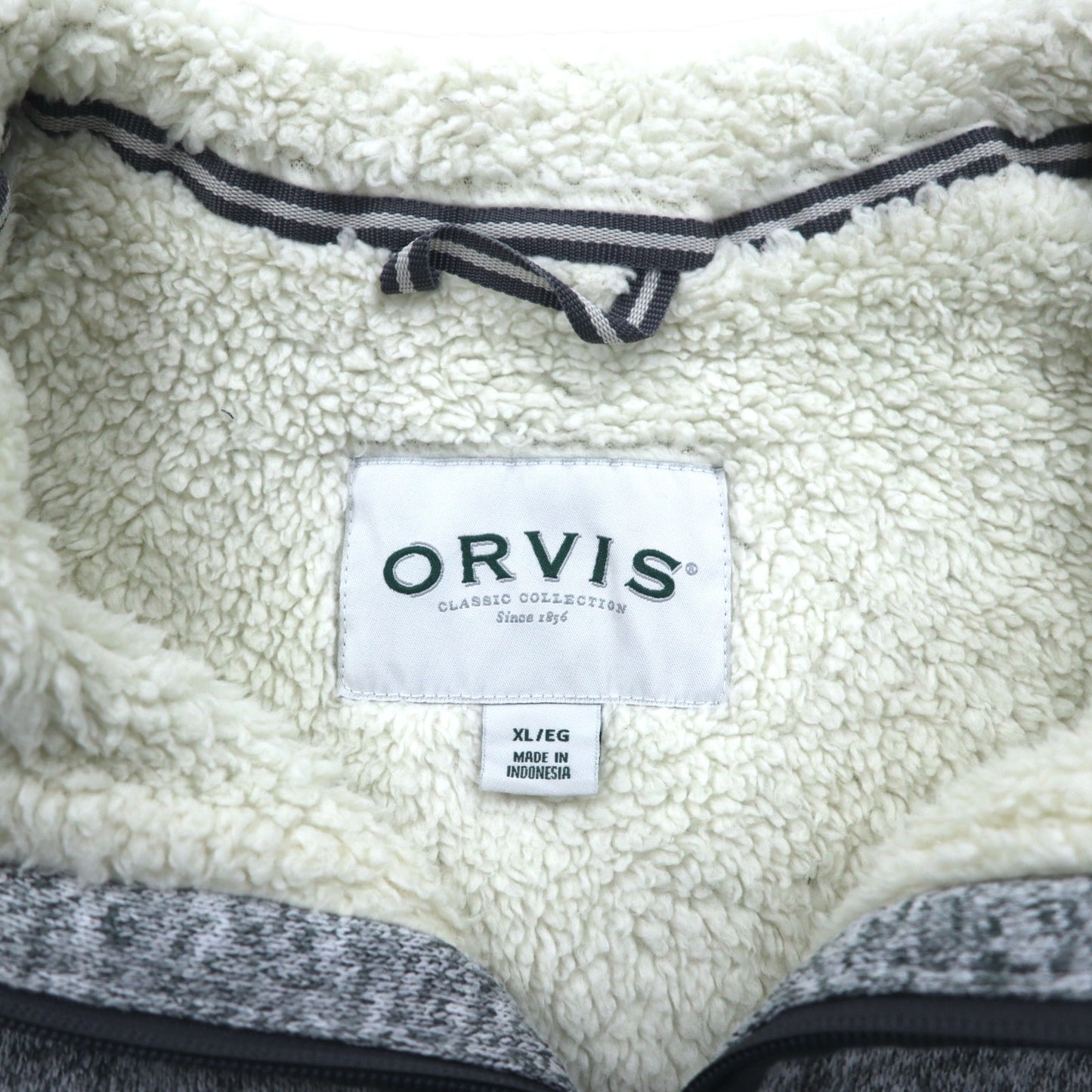 ORVIS 裏ボア ハーフジップ フリースジャケット XL グレー ポリエステル