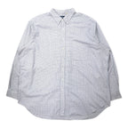 日本然リトテ-古着オンライン-Ralph Lauren ウィンドペンチェック ボタンダウンシャツ 3XLT TALL ホワイト コットン スモールポニー刺繍 ビッグサイズ-Ralph Lauren Wind Pen Checked button-down Shirts 3XLT TALL White Cotton Small Pony Embroidery Big Size