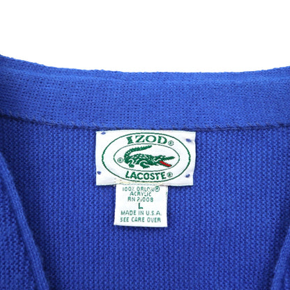 IZOD LACOSTE 80年代 USA製 ニット カーディガン L ブルー アクリル