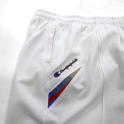 Champion 90s Jersey Track Pants, Size XL, White, Polyester, Zippered Hem, Slit, Made in Japan
