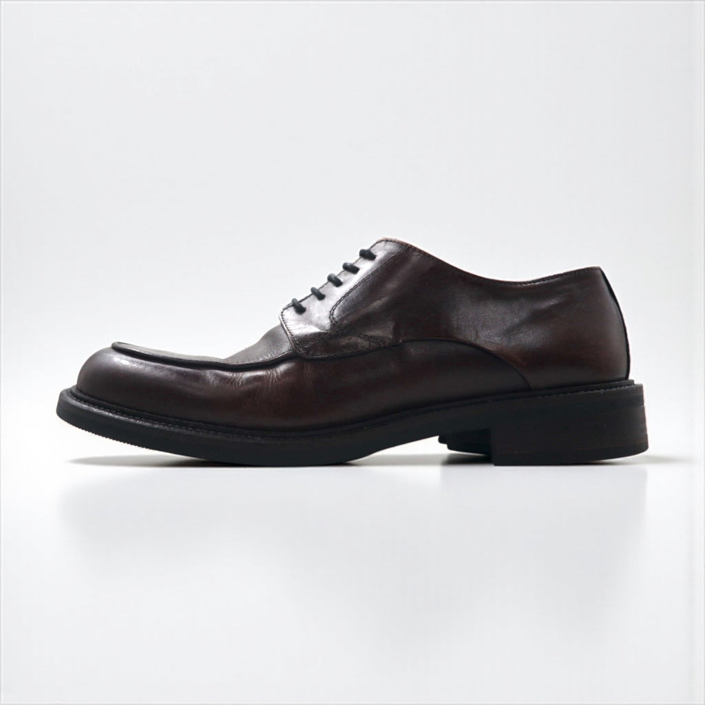Kenneth Cole's Italian Vintage Leather Derby Shoes, brown leather, size 28cm, moc-toe dress shoes.