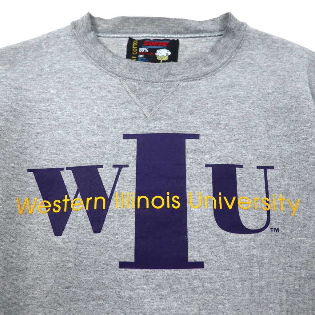 Made in USA 90s SOFFE College Print Sweatshirt M Grey Cotton WIU