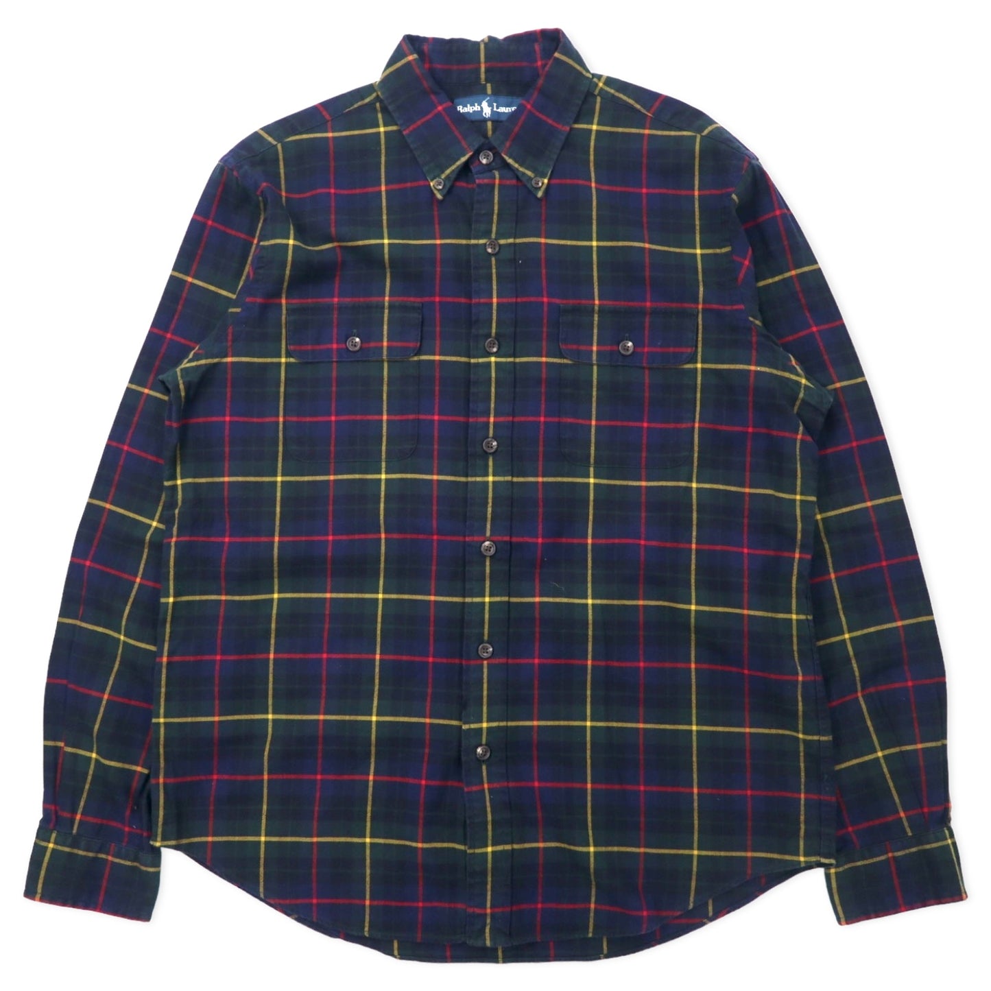 日本然リトテ-古着オンライン-Ralph Lauren ブラックウォッチ ボタンダウンシャツ L グリーン チェック コットン-Ralph Lauren Black Watch button-down Shirts L Green Checked Cotton