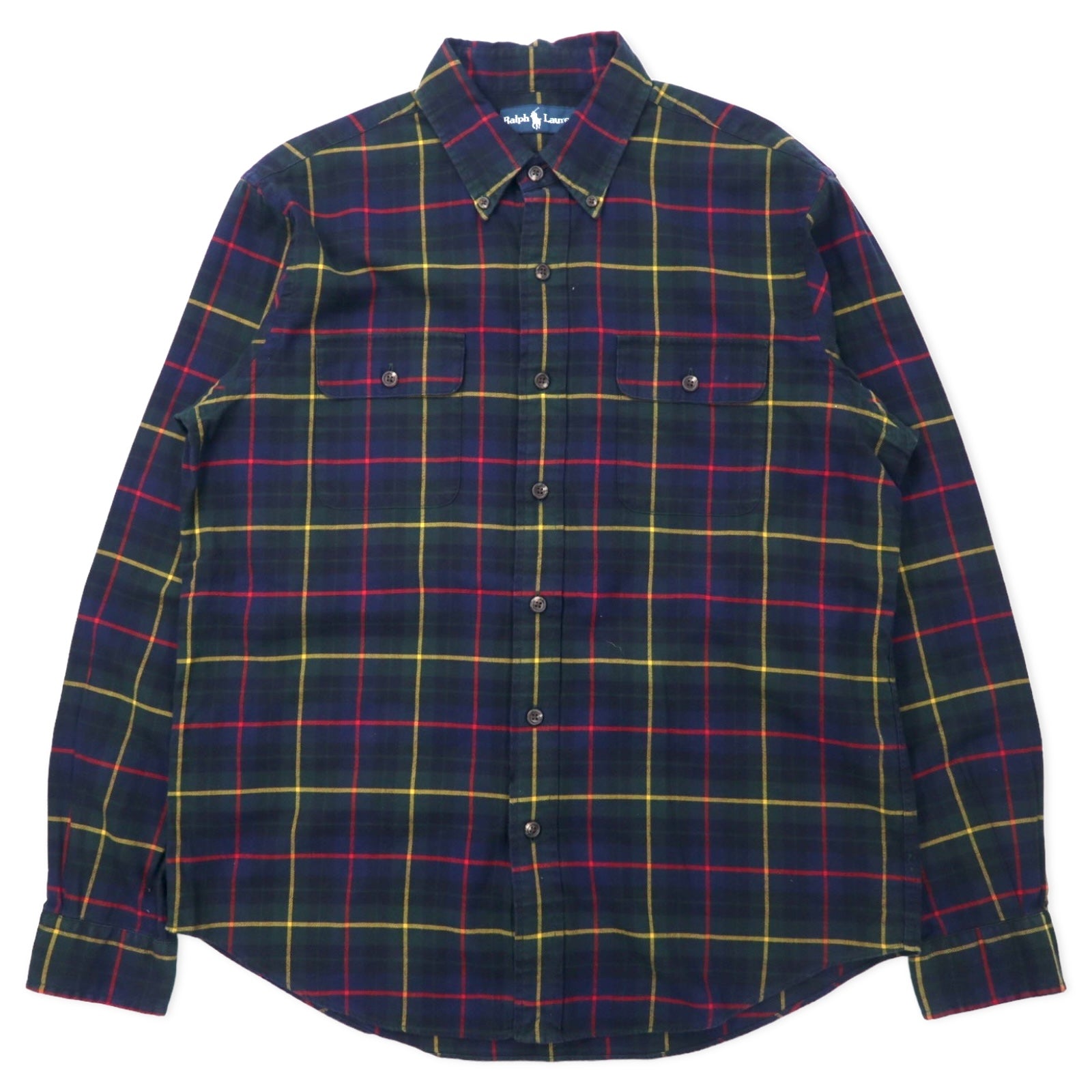 日本然リトテ-古着オンライン-Ralph Lauren ブラックウォッチ ボタンダウンシャツ L グリーン チェック コットン-Ralph Lauren Black Watch button-down Shirts L Green Checked Cotton