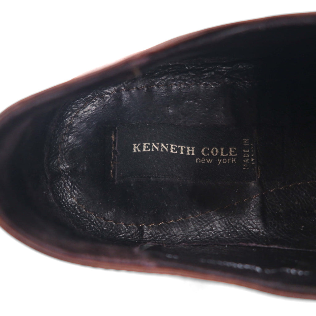 Kenneth Cole's Italian Vintage Leather Derby Shoes, brown leather, size 28cm, moc-toe dress shoes.