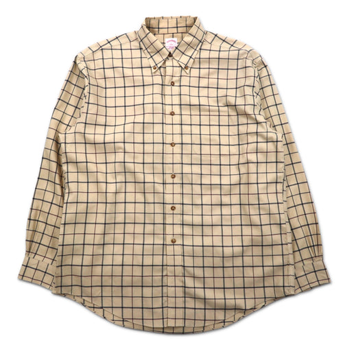 日本然リトテ-古着オンライン-Brooks Brothers ウィンドペンチェック ボタンダウンシャツ L ベージュ コットン ノンアイロン-