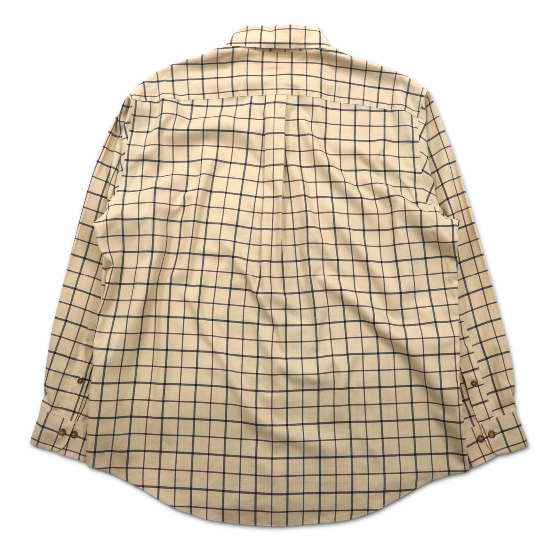 Brooks Brothers Windowpane Check Button-Down Shirt, L, Beige, Cotton, Non-Iron