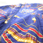 90s BOGARI STUDIO All-over Print Silk Zip-up Blouson, M, Navy