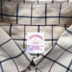 Brooks Brothers Windowpane Check Button-Down Shirt, L, Beige, Cotton, Non-Iron