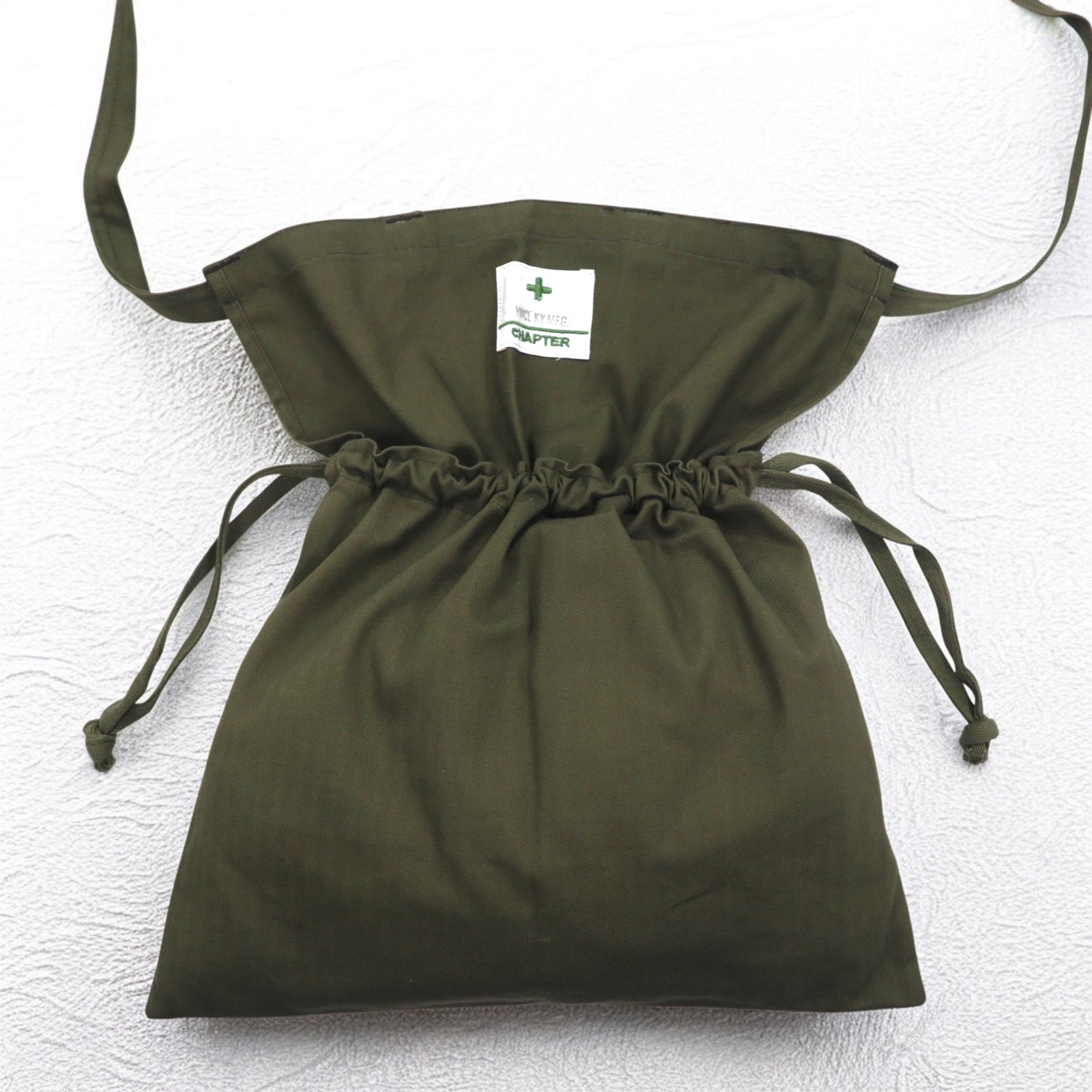 US ARMY American Red Cross Drawstring Shoulder Bag Khaki Military YMCL KY Deadstock Unused