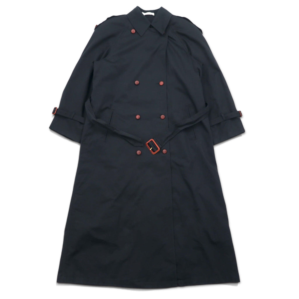 90s Vintage Trench Double-Breasted Coat Misty Harbor Trench Coat M Black Cotton Checked Liner Detachable Belt Included