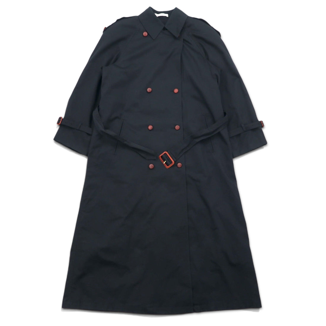 90s Vintage Trench Double-Breasted Coat Misty Harbor トレンチコート M ブラック コットン チェックライナー着脱式 ベルト付き