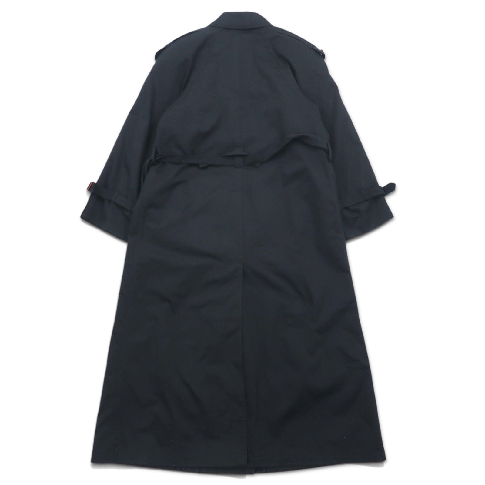 90s Vintage Trench Double-Breasted Coat Misty Harbor Trench Coat M Black Cotton Checked Liner Detachable Belt Included