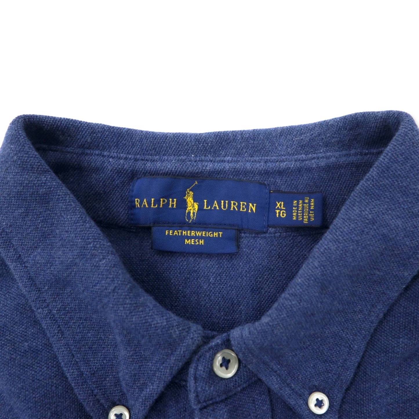 RALPH LAUREN フェザーウェイト メッシュ ボタンダウンシャツ XL ネイビー コットン 鹿の子 スモールポニー刺繍 FEATHERWEIGHT MESH