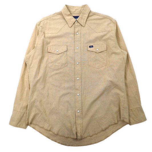 日本然リトテ-古着オンライン-Wrangler ウエスタンシャツ XL ベージュ コットン MS728KH-WRANGLER Western Shirt XL Beige Cotton MS728KH