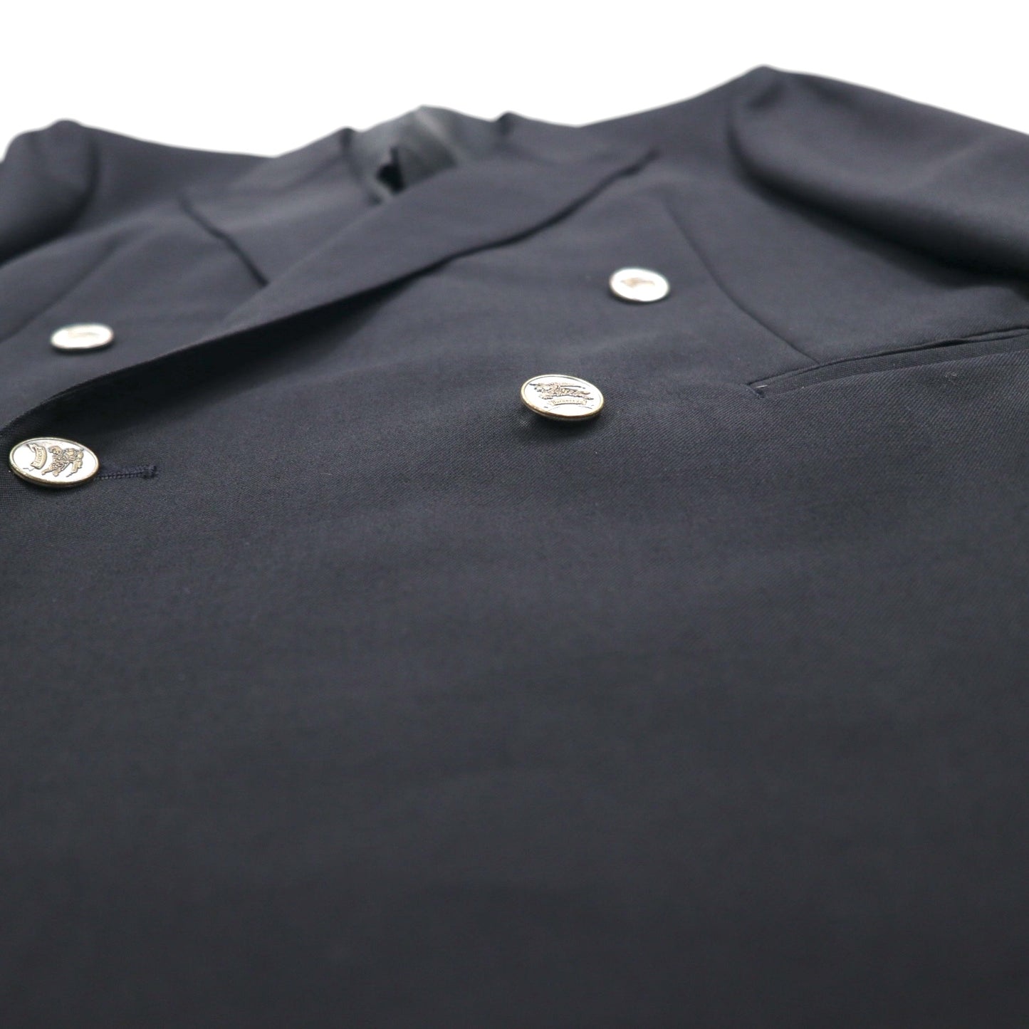 BURBERRY Made in Japan Peak Lapel Double-Breasted Blazer Suit, Size M, Metal Buttons, Wool Gabardine