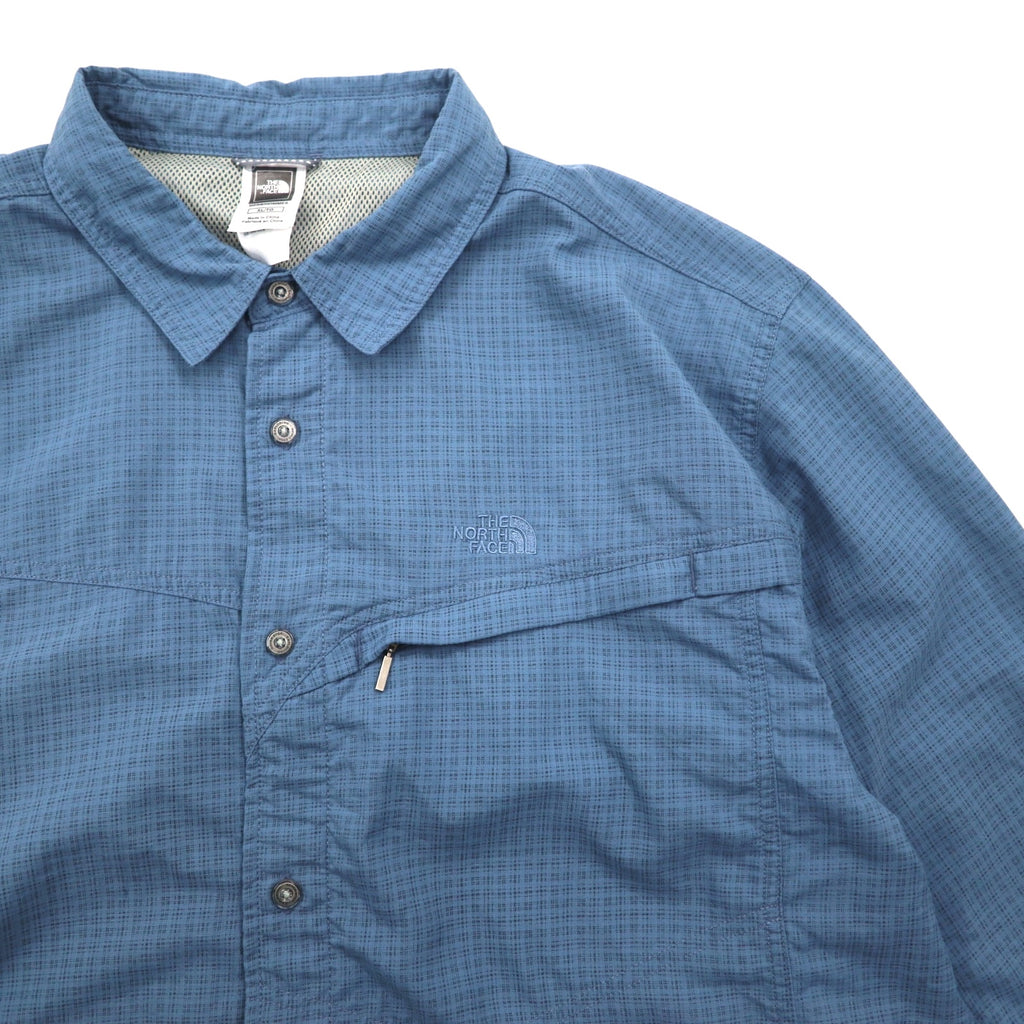 THE NORTH FACE Outdoor Shirt XL Blue Nylon Logo Embroidery Mesh Liner AU2B