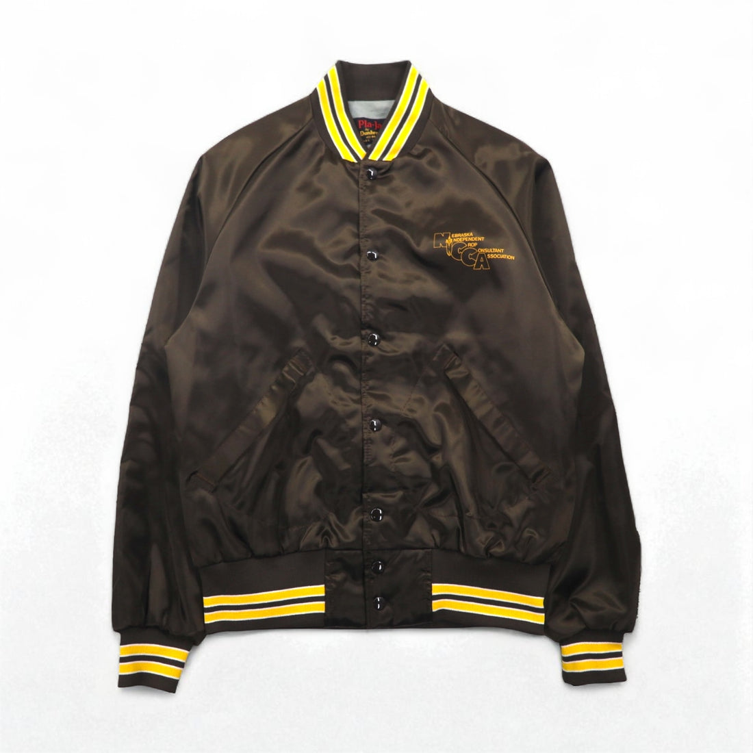 90s USA Vintage Varsity Jacket, Made in the USA, Size M, Brown, Pla-Jac by Dunbrooke