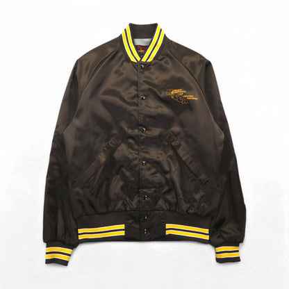 90s USA Vintage Varsity Jacket 90年代 USA製 スタジャン M ブラウン Pla-Jac by Dunbrooke