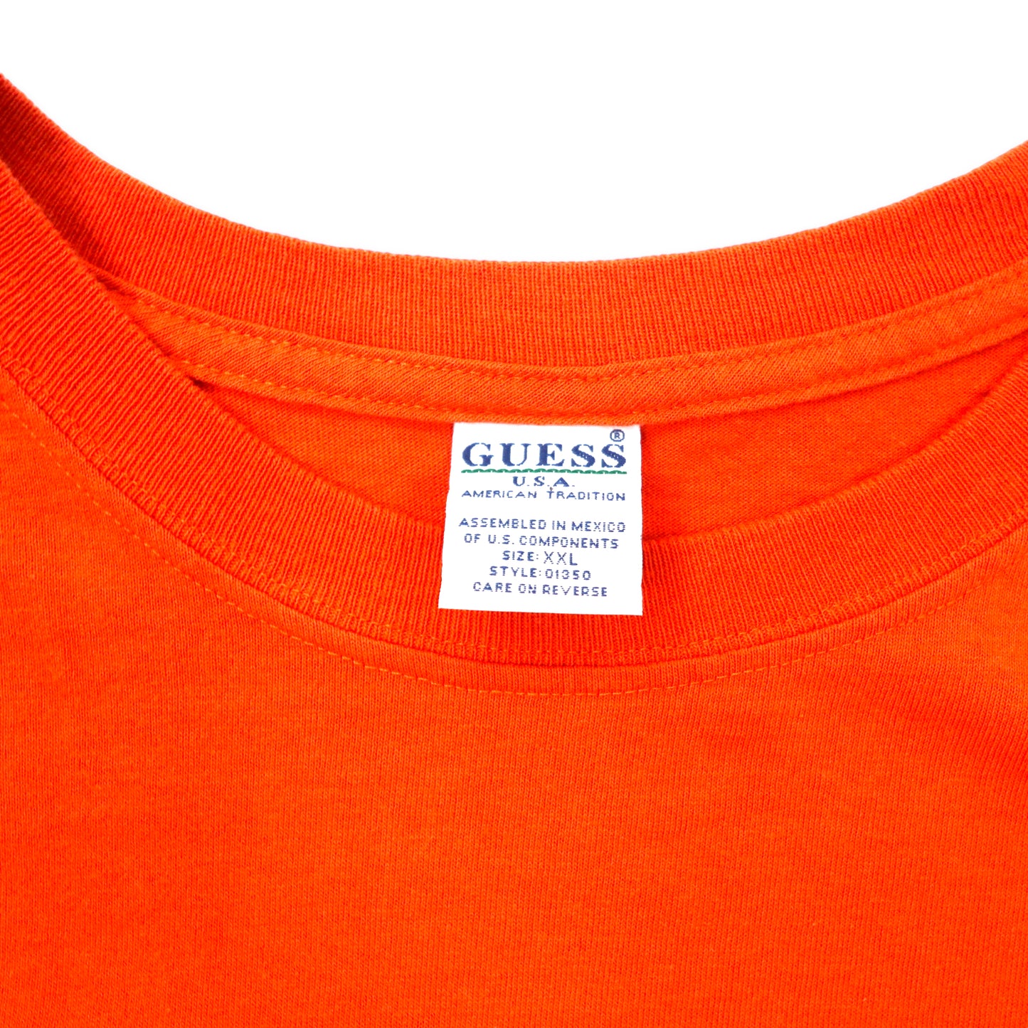 GUESS USA 90年代 ワンポイントロゴTシャツ XXXL オレンジ コットン ビッグサイズ メキシコ製