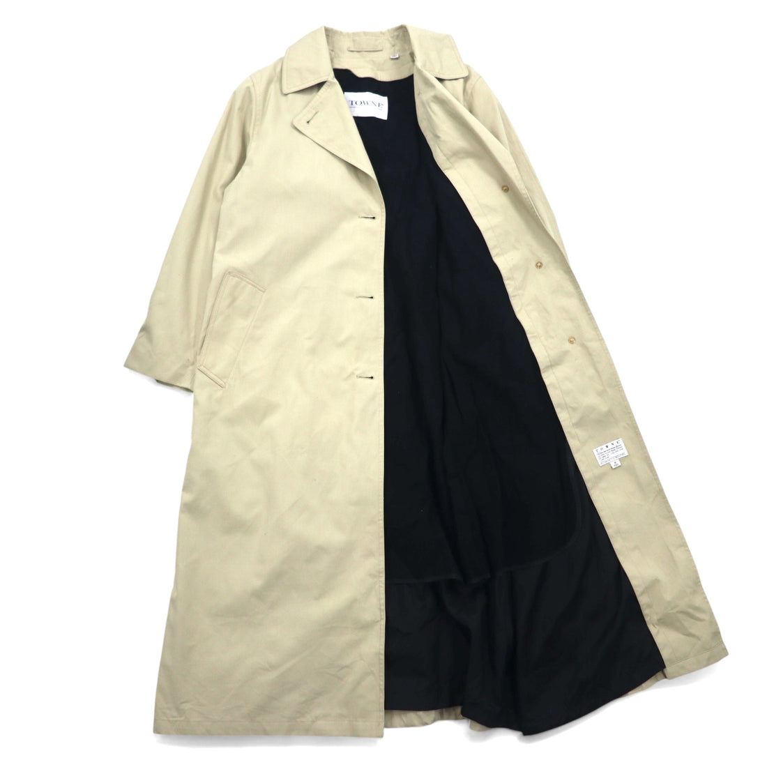TOWNE by London Fog 90年代 フード着脱式 トレンチコート M ベージュ コットン ライナー着脱式