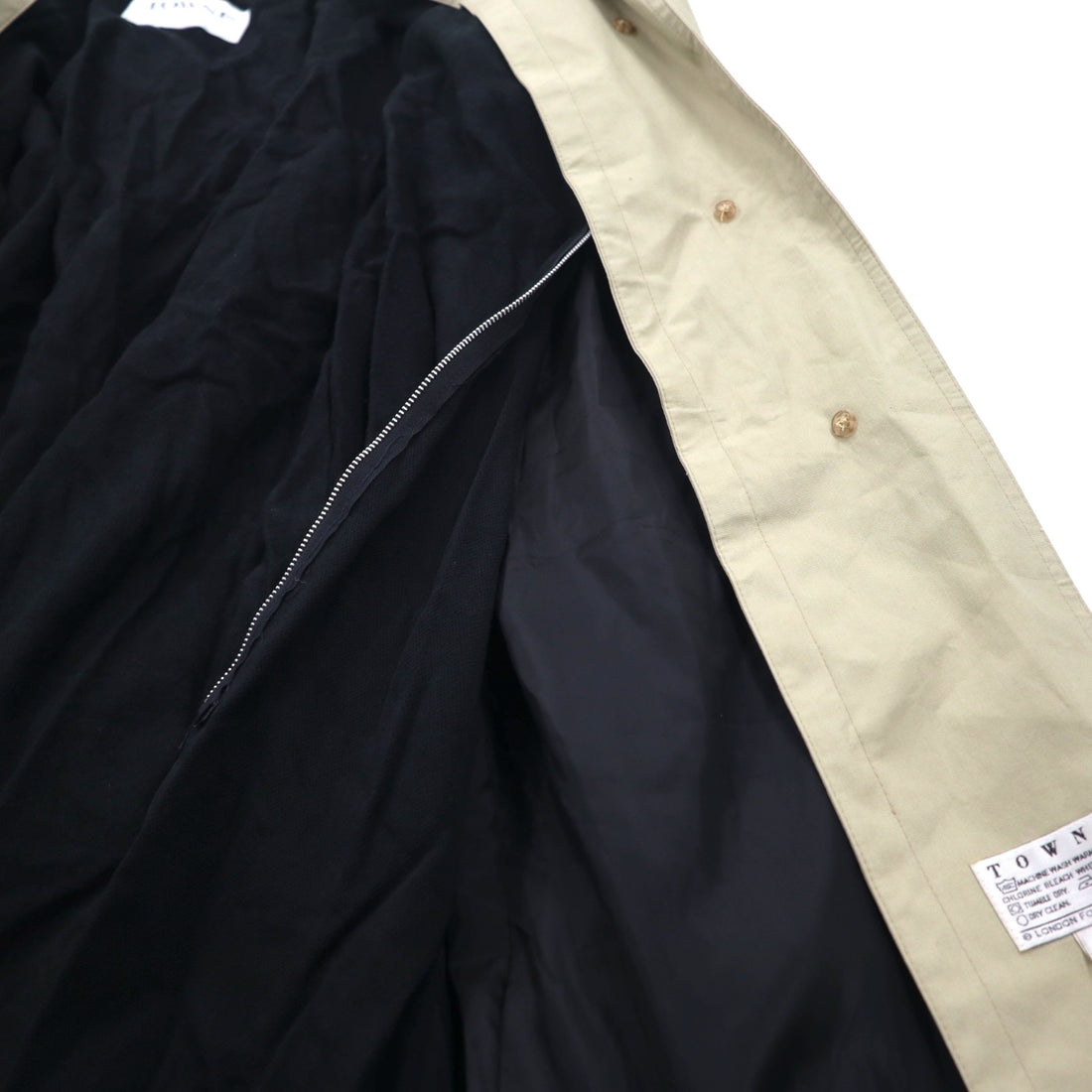 TOWNE by London Fog 90年代 フード着脱式 トレンチコート M ベージュ コットン ライナー着脱式