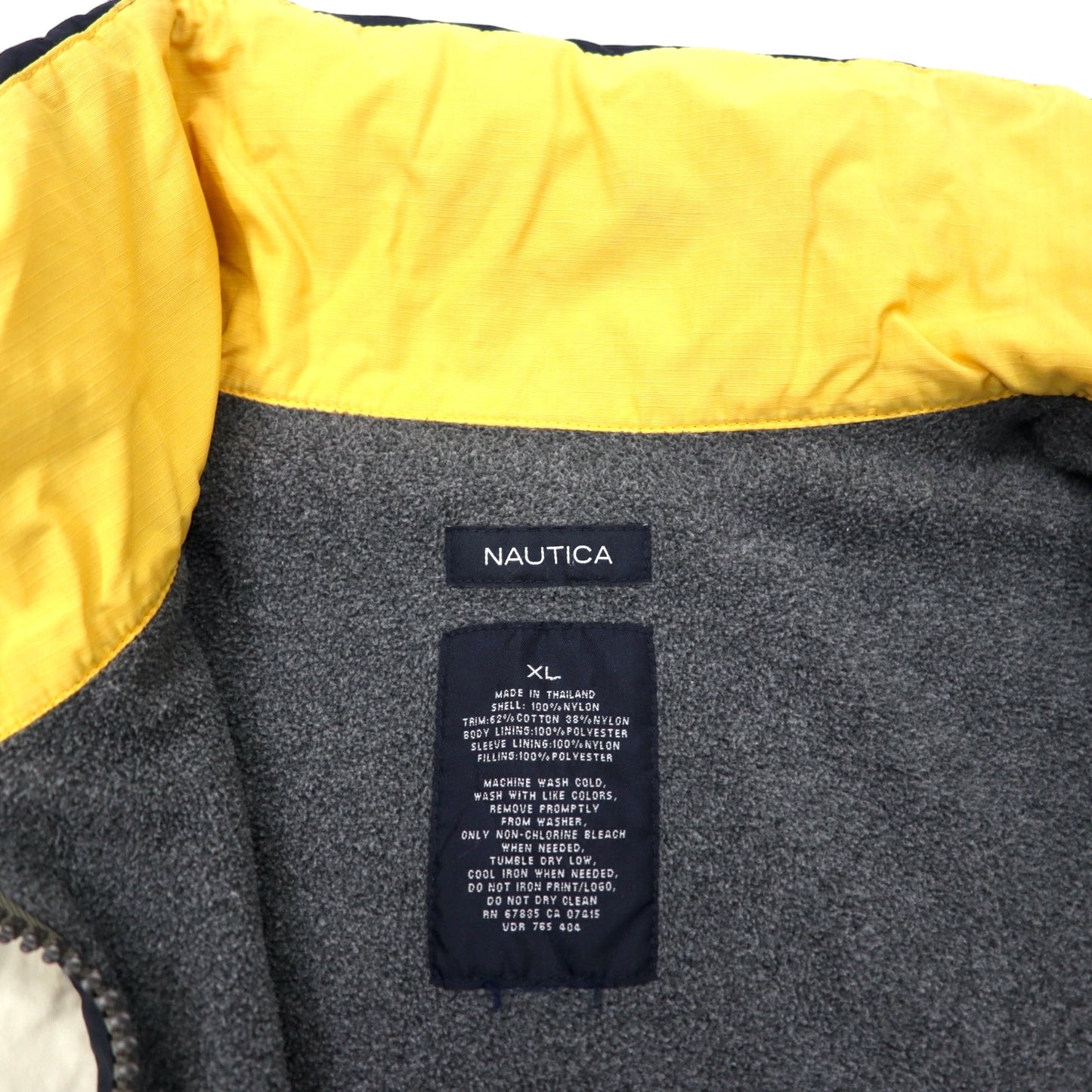 NAUTICA セーリングジャケット XL ネイビー ベージュ ナイロン フリースライナー フード収納式