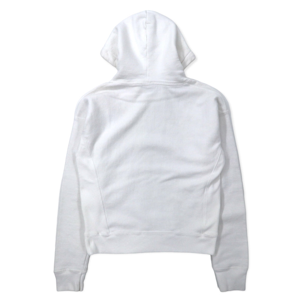 Champion Reverse Weave Pullover Hoodie, M, White, Cotton, Blue Single Tag, Reprint, Reverse Weave, Made in Honduras