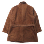 GENUINE SHEARLING Made in Spain 80s Shawl Collar Mouton Balmacaan Coat L Brown Sheepskin