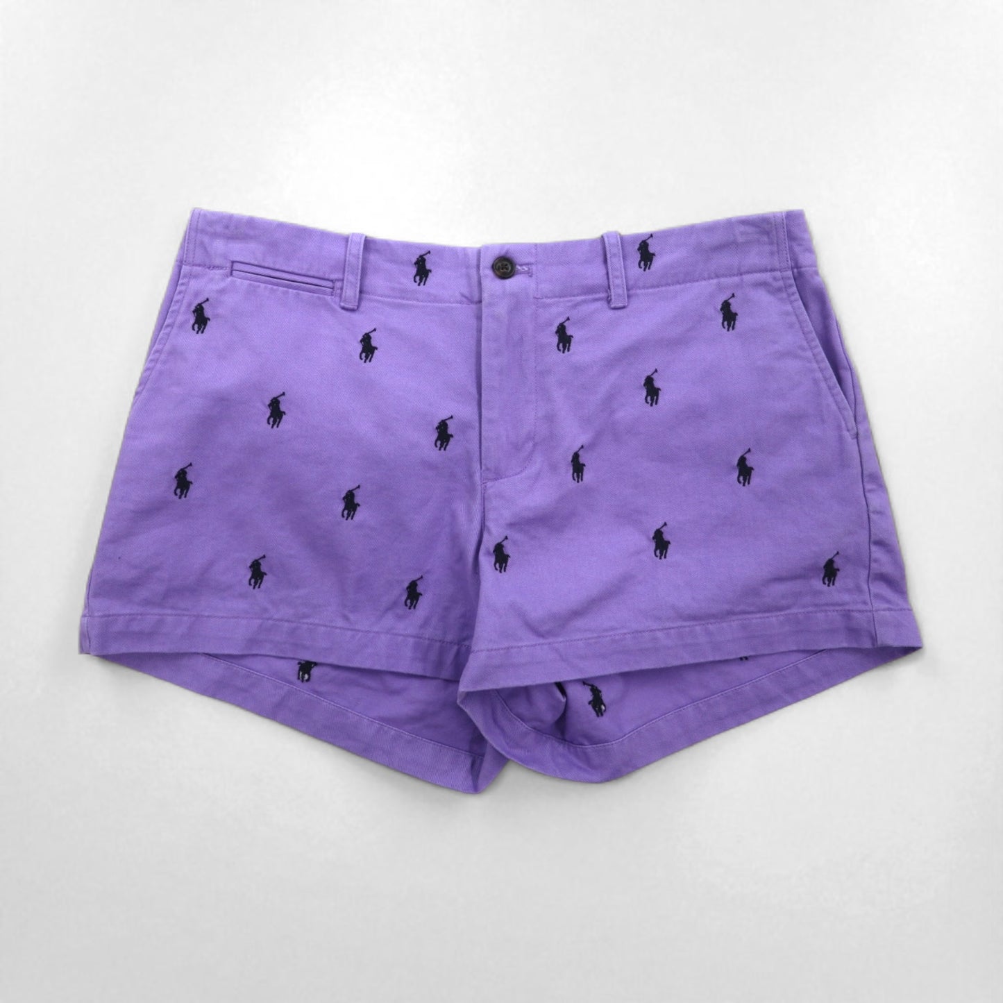 RALPH LAUREN SPORT 90年代 ショートパンツ M パープル 総柄 オールオーバーポニー 刺繍