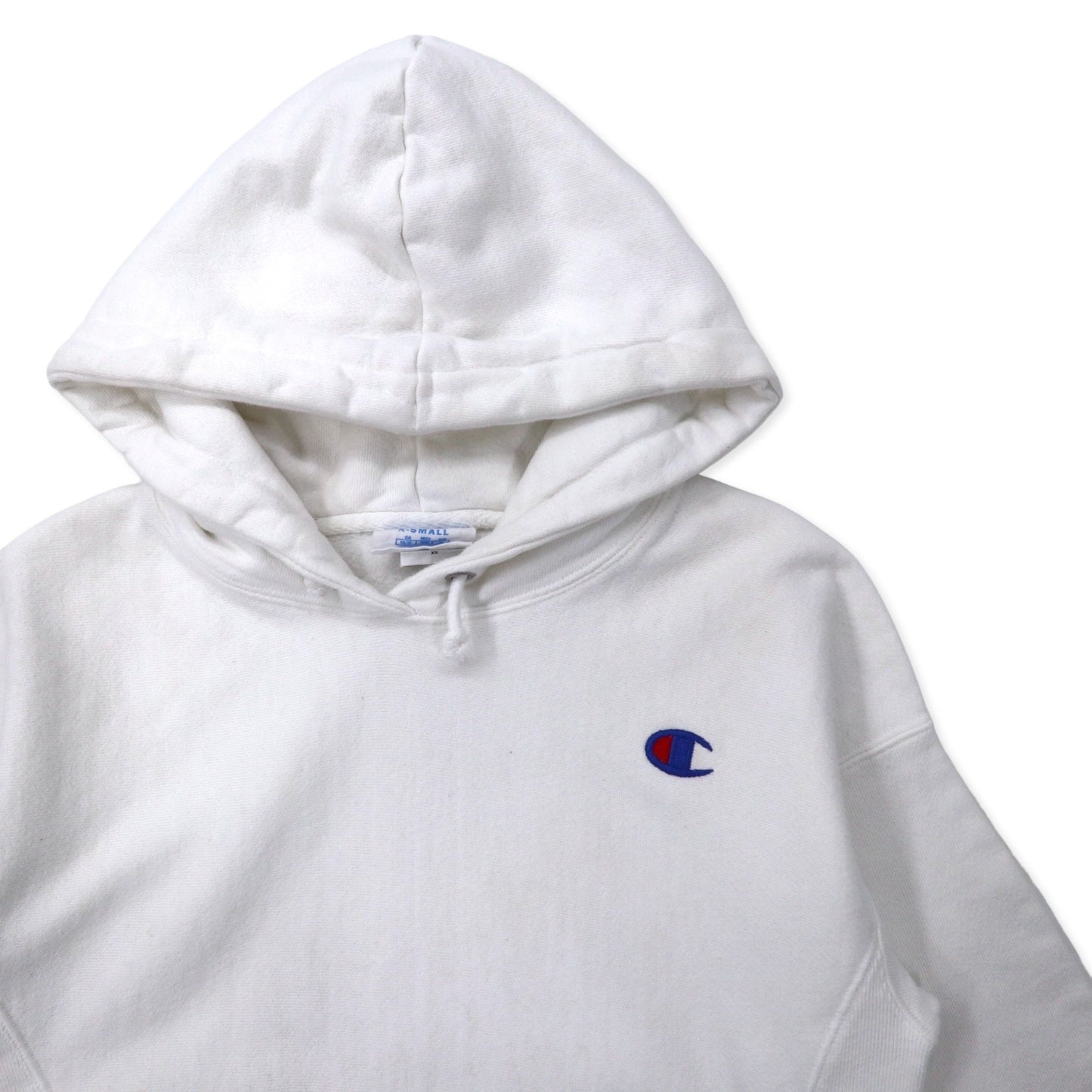 Champion リバースウィーブ プルオーバーパーカー M ホワイト コットン 青単タグ 復刻 REVERSE WEAVE ホンジュラス製