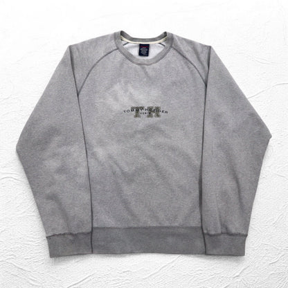 TOMMY JEANS ( TOMMY HILFIGER ) 90年代 クルーネック スウェット XL グレー コットン ロゴプリント