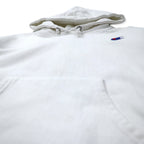 Champion Reverse Weave Pullover Hoodie, M, White, Cotton, Blue Single Tag, Reprint, Reverse Weave, Made in Honduras