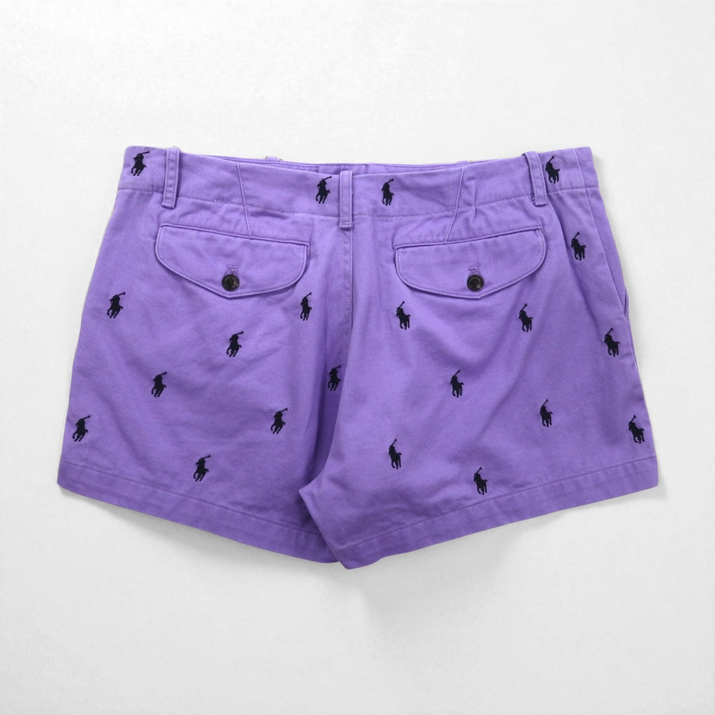RALPH LAUREN SPORT 90年代 ショートパンツ M パープル 総柄 オールオーバーポニー 刺繍