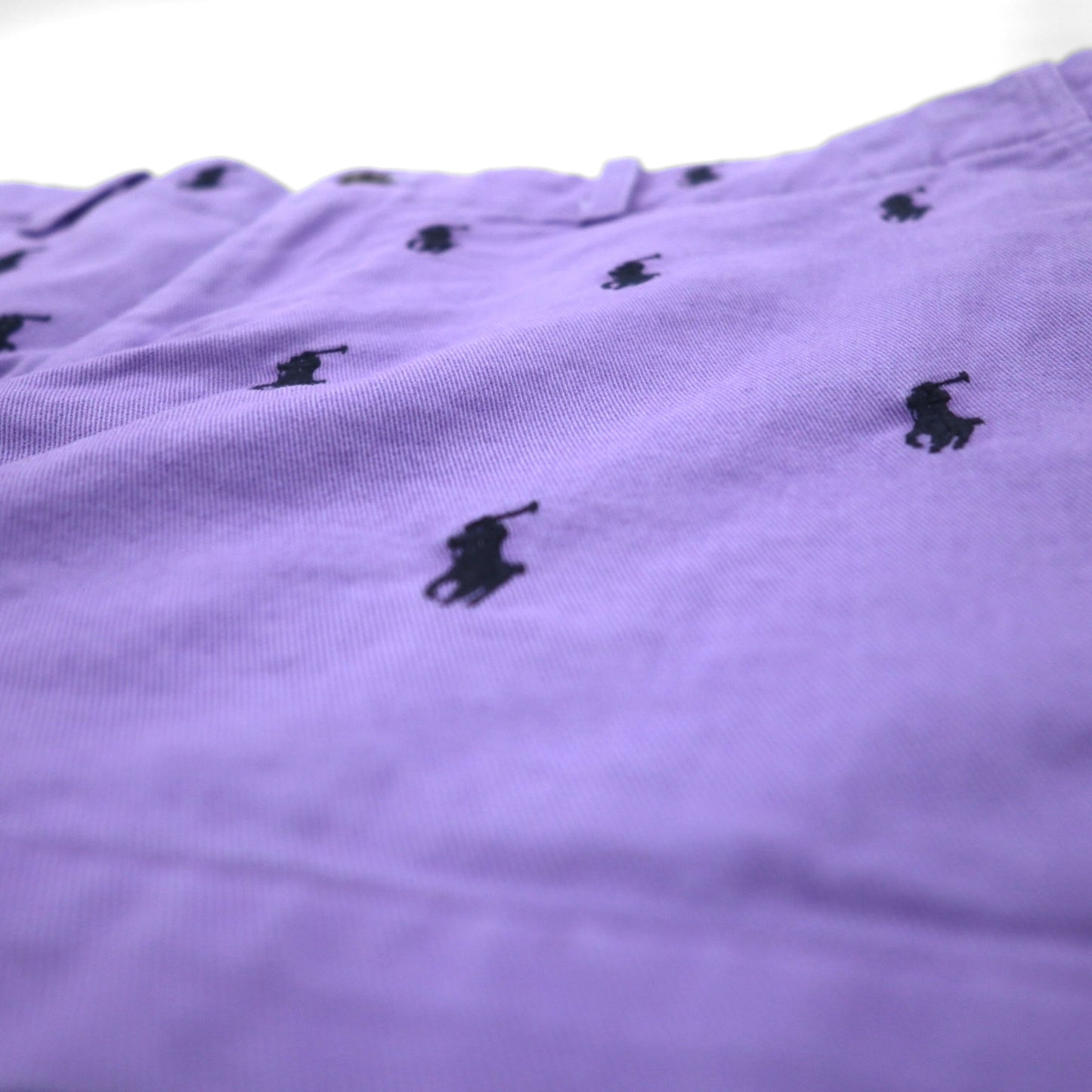 RALPH LAUREN SPORT 90年代 ショートパンツ M パープル 総柄 オールオーバーポニー 刺繍