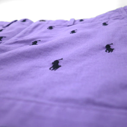 RALPH LAUREN SPORT 90年代 ショートパンツ M パープル 総柄 オールオーバーポニー 刺繍