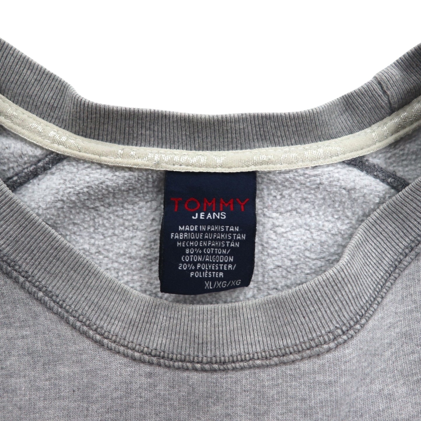 TOMMY JEANS ( TOMMY HILFIGER ) 90年代 クルーネック スウェット XL グレー コットン ロゴプリント