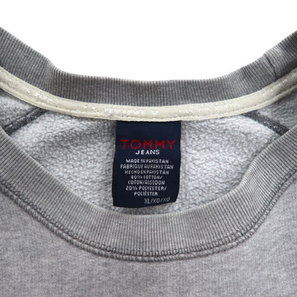 TOMMY JEANS ( TOMMY HILFIGER ) 90年代 クルーネック スウェット XL グレー コットン ロゴプリント